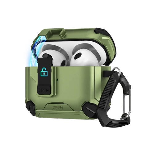 Estuche para Auriculares con Soporte Magnético Magsafe Airpods Pro 2 (Negro y Verde Militar)