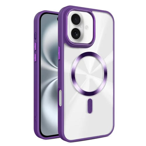 Funda para Teléfono Magsafe iPhone 16 Plus Textura de Cd Brillante (Morado Oscuro)