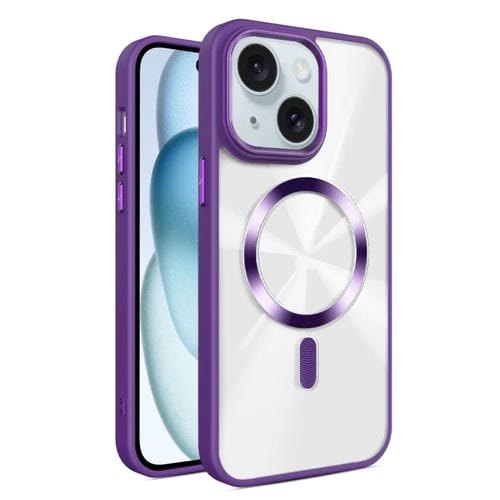 Funda para teléfono Magsafe iPhone 15 Textura Cd Brillante (Morado Oscuro)