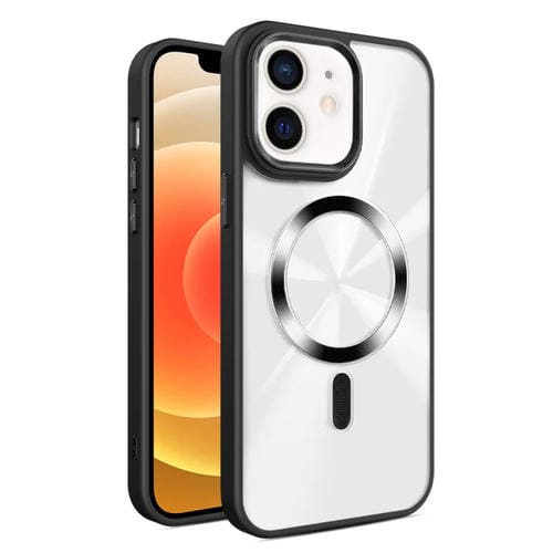 Funda para Teléfono Magsafe iPhone 12 Textura Cd Brillante (Negra)