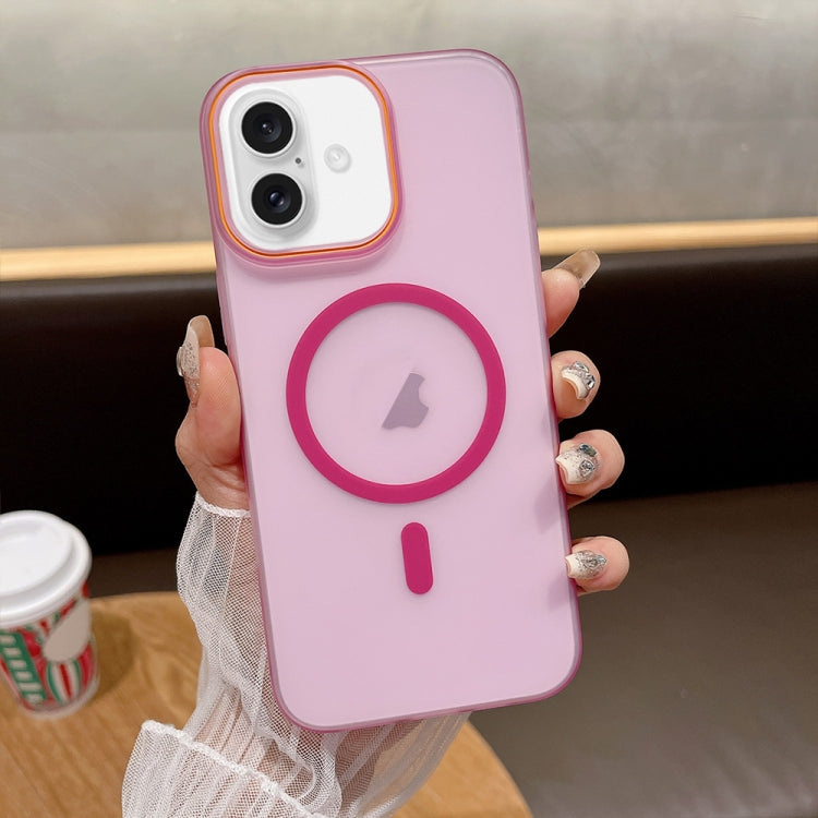 Funda para Teléfono PC con Imán Magsafe Tacto Suave y Arena para iPhone 16 (Rosa)