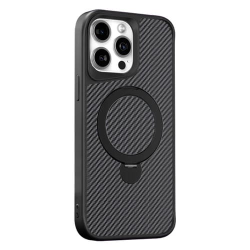 Funda para Teléfono con Soporte Magsafe 360 Fibra de Carbono iPhone 15 Pro Max (Negro)