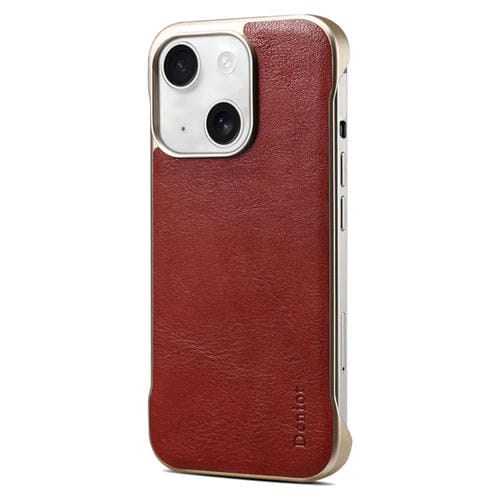 Funda para Teléfono Denior Magsafe Piel de Becerro Genuina para iPhone 15 Plus (Roja)