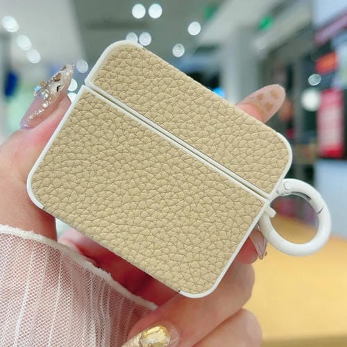 Funda Protectora para Auriculares AirPods 3 Textura Cuero Adhesivo (Albaricoque)