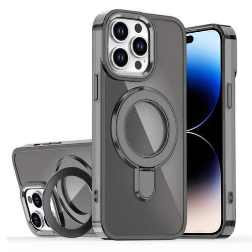 Estuche para Teléfono iPhone 14 Pro con Soporte Magsafe y Revestimiento Degradado (Negro Transparente)