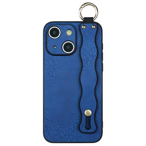 Funda TPU con Soporte para Pulsera Ondulada iPhone 14 (Azul)