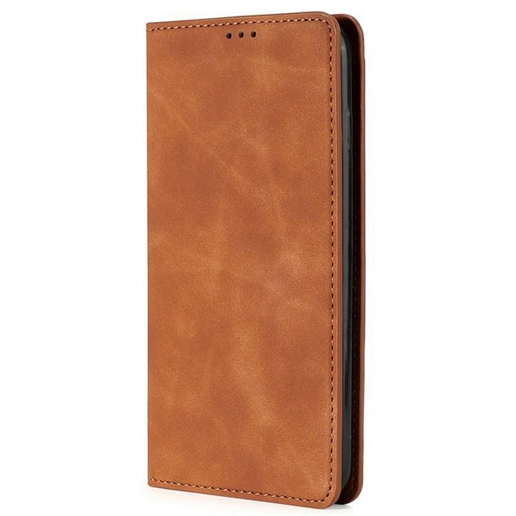 Funda de cuero magnética con textura de piel para Redmi A5 4G (171,7 mm) (marrón claro)