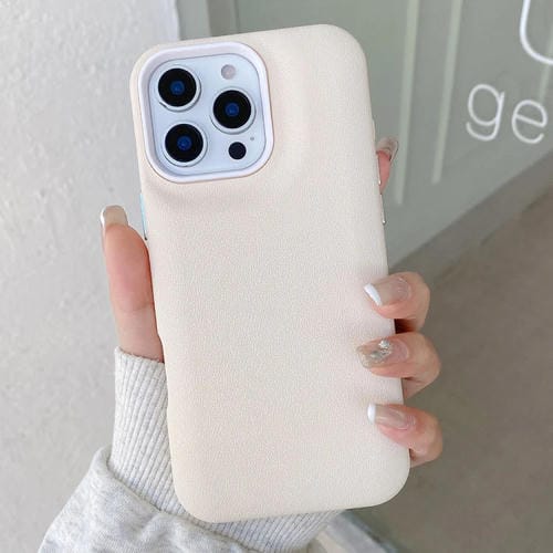 Funda de Cuero con Textura para iPhone 13 Pro (Blanca)