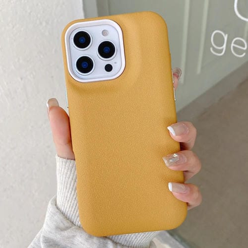 Funda para iPhone 14 Pro Cuero Textura (Amarilla)
