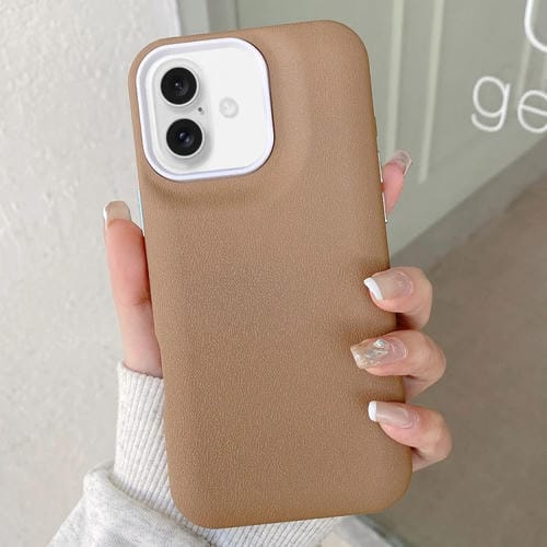 Funda para iPhone 16 Plus de Cuero con Textura (Caqui)