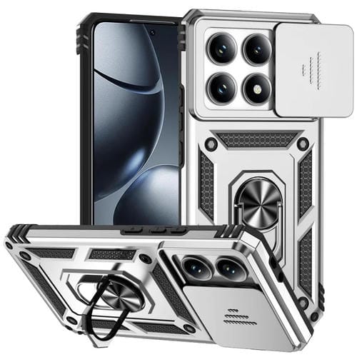 Funda para Teléfono con Soporte Deslizante Camshield para Xiaomi 14T Pro (Plateada)