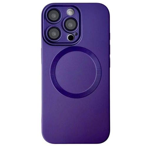 Funda para Teléfono TPU Magsafe iPhone 15 Pro Max Textura Cd Pintura Metalizada (Morado Oscuro)