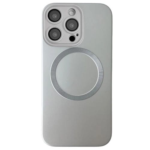 Funda para Teléfono TPU Magsafe iPhone 14 Pro Textura Cd Pintura Metalizada (Plateada)