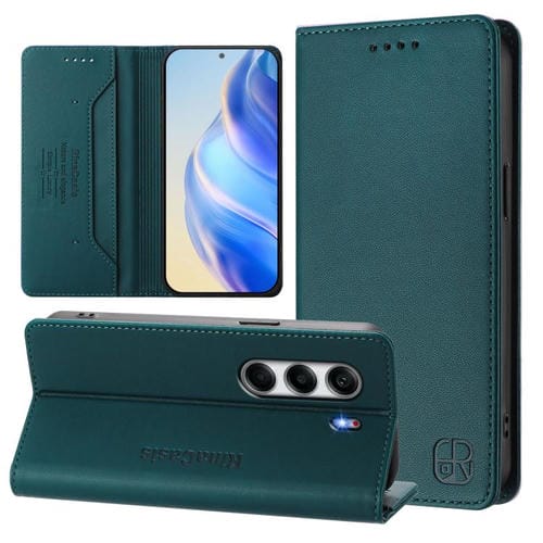 Funda de Cuero Doble Pliegue Succión Magnética Rfid para Tecno Camon 40 Pro 4G Rc01 (Verde Oscuro)