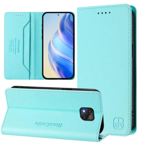 Funda de Cuero Motorola Moto G Power 2021 Rc01 con Doble Pliegue y Succión Magnética (Verde Menta)