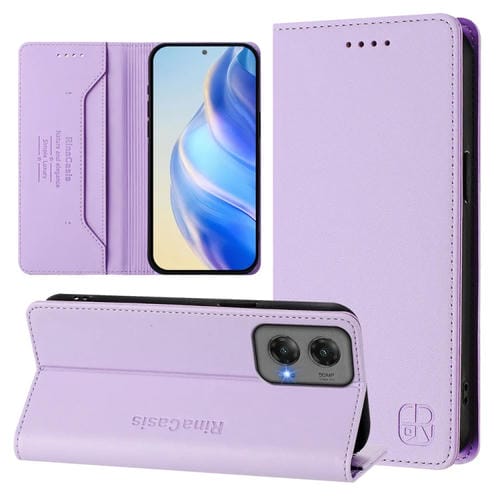 Funda de Cuero Motorola Moto G Stylus 5G 2024 Rc01 con Doble Pliegue y Succión Magnética (Morado Claro)