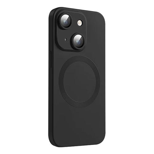 Funda de Silicona Líquida Magsafe para iPhone 15 con Textura de Cd (Negra)