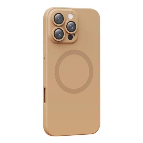 Funda de Silicona Líquida Magsafe con Textura de Cd para iPhone 16 Pro (Dorada)