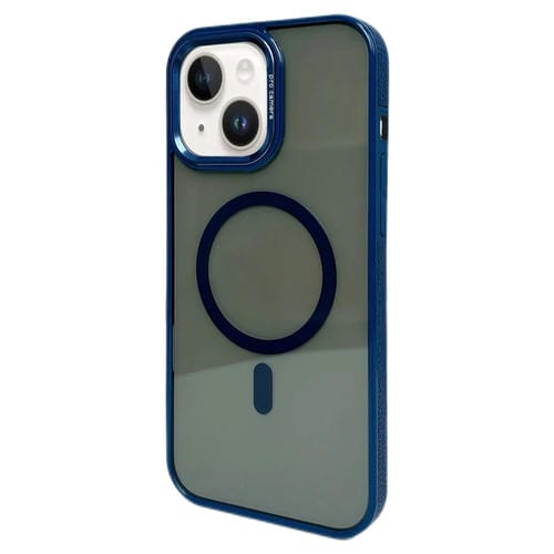 Funda para Teléfono Magsafe iPhone 15 Marco de Lente de Metal (Azul Marino)