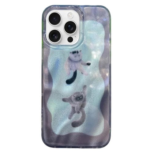Funda TPU Doble Capa iPhone 16 Pro Max Patrón Imd Gatos y Perros (Verde)