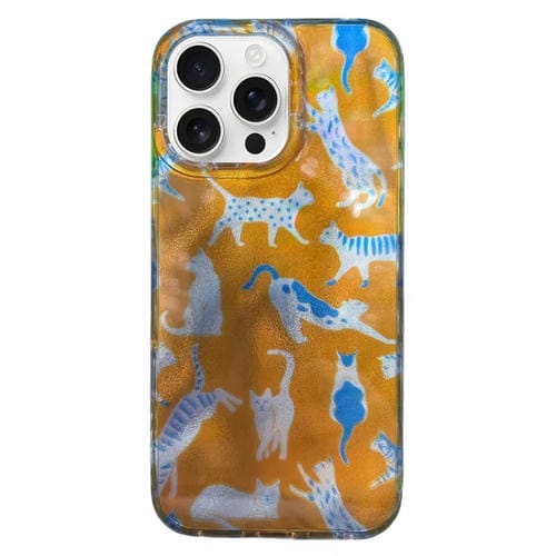 Funda TPU doble capa iPhone 16 Pro patrón Imd (Gato Naranja)