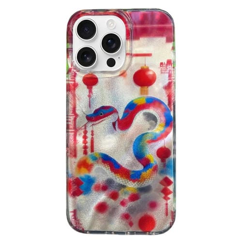 Funda de Teléfono TPU Doble Capa iPhone 14 Pro Max Patrón Imd (Serpiente de Año Nuevo)
