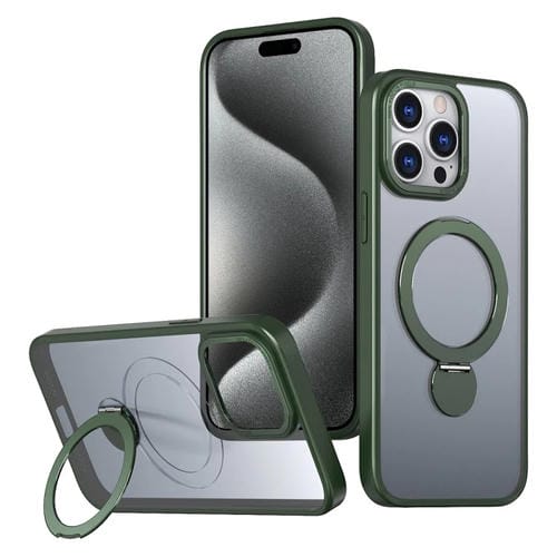 Funda para Teléfono Wing Series Gen2 con Soporte de Anillo de Metal Magsafe para iPhone 15 Pro (Verde)