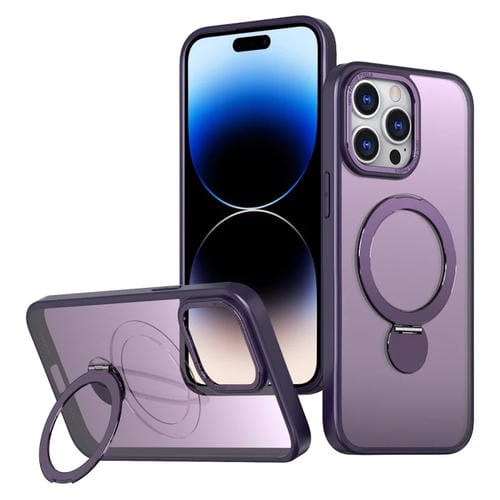 Funda para Teléfono Wing Series Gen2 con Soporte de Anillo de Metal Magsafe para iPhone 14 Pro (Morado Oscuro)