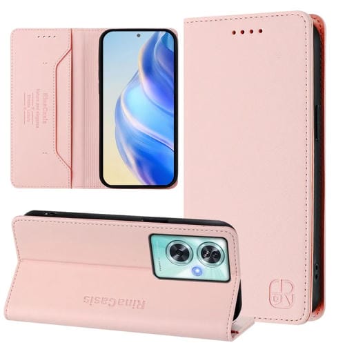 Funda de Cuero con Doble Pliegue y Succión Magnética para OnePlus Nord N30 Se Rc01 (Rosa)