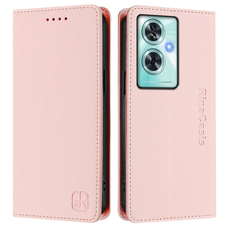 Funda de Cuero con Doble Pliegue y Succión Magnética para OnePlus Nord N30 Se Rc01 (Rosa)