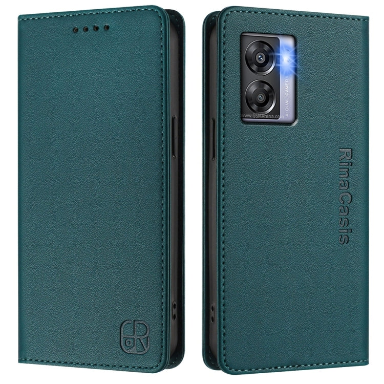 Funda de Cuero con Doble Pliegue y Succión Magnética para OnePlus Nord N300 Rc01 (Verde Oscuro)