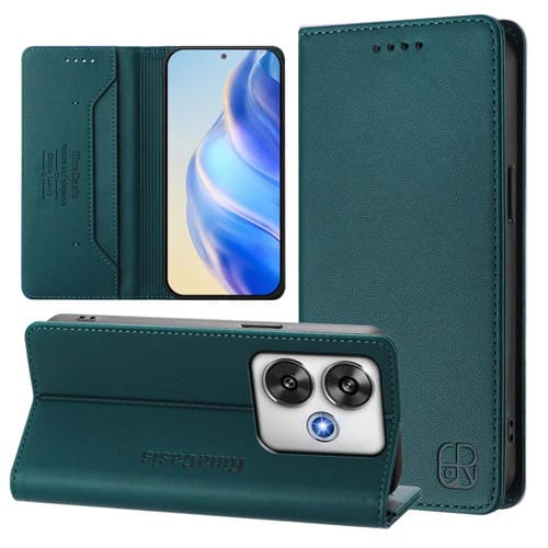 Funda de Cuero con Doble Pliegue y Succión Magnética para Teléfono Xiaomi Poco F6 5G Rc01 (Verde Oscuro)