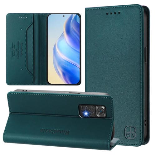 Funda de Cuero con Doble Pliegue y Succión Magnética para Redmi Note 11/11S/12S 4G Global Rc01 (Verde Oscuro)