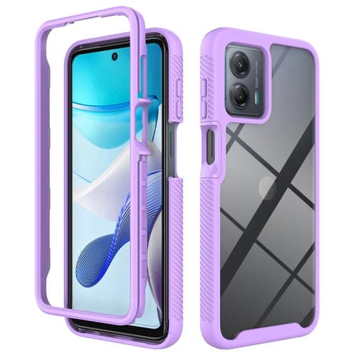 Funda para Motorola Moto G 5G 2023 PC y TPU Transparente Antigolpes con Diseño Cielo Estrellado (Morado)