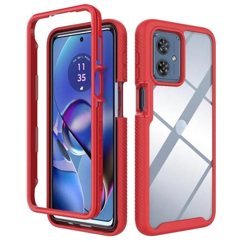 Funda TPU Transparente con Diseño Cielo Estrellado para Motorola Moto G54 (Rojo)