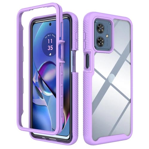 Funda para Motorola Moto G54 de TPU y PC a Prueba de Golpes con Diseño Cielo Estrellado (Morado)