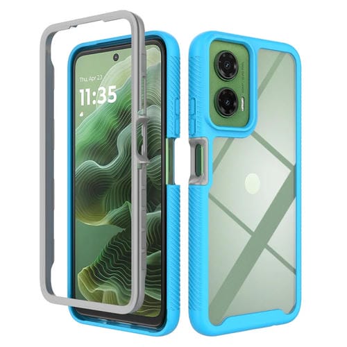 Funda para Motorola Moto G35 de PC y TPU Transparente a Prueba de Golpes con Diseño Cielo Estrellado (Azul Cielo)