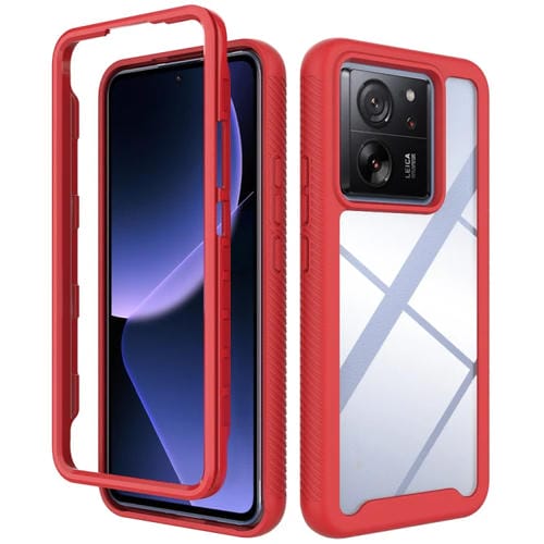Funda para Teléfono Xiaomi 13T/13T Pro Starry Sky de Color Sólido a Prueba de Golpes de TPU Transparente para PC (Rojo)