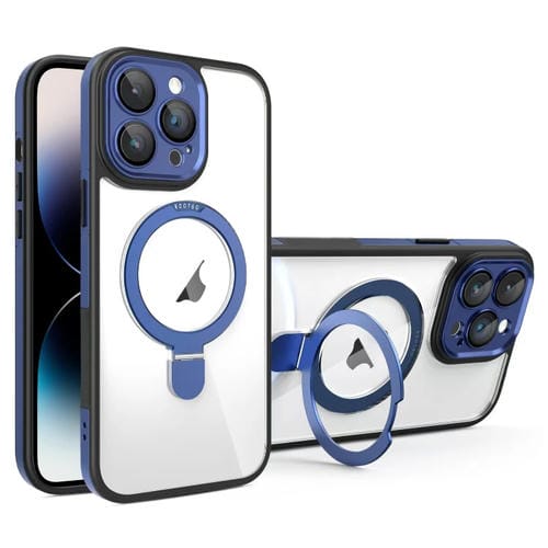 Funda Transparente con Soporte Magsafe para iPhone 14 Pro (Negro y Azul)