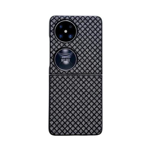 Funda para Teléfono Huawei Pocket 2 con Diseño de Rombos, Diamantes y Pulsera de Seda (Negra)