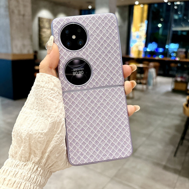 Funda para Teléfono Huawei P50 Pocket Diseño de Rombos y Brillantes (Morado)