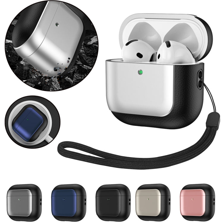Estuche Protector Auriculares Inalámbricos Airpods 4 Cuero Galvanizado (Oro Rosa)