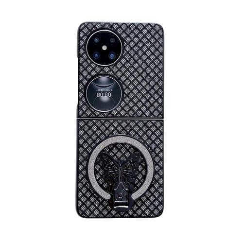 Funda para Teléfono Huawei Pocket 2 con Rombos y Brillantes para PC con Soporte (Negro)