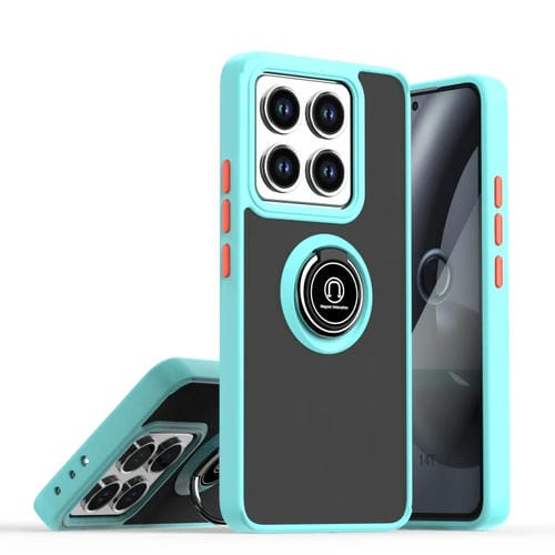 Funda De Tpu + Pc Con Anillo Para Xiaomi 14T Q Shadow 1 Series (Azul Cielo)