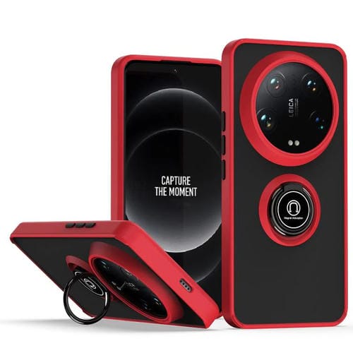 Funda de TPU + PC con anillo para Xiaomi 14 Ultra Q Shadow 1 Series (roja)