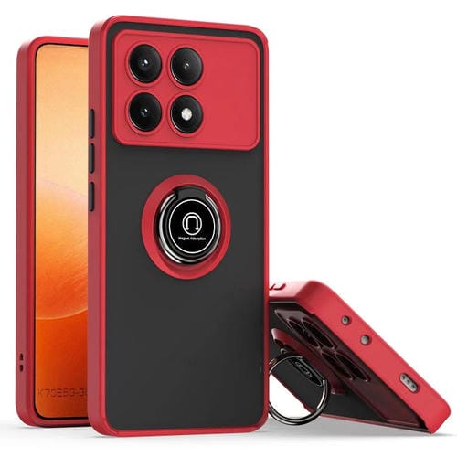 Funda de TPU + PC con anillo para Xiaomi Poco X6 Pro Q Shadow 1 Series (roja)