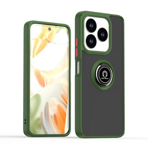 Funda TPU + PC con Anillo para ZTE Blade V60 Smart y Blade A75 5G Q Shadow 1 Series (Verde Militar)