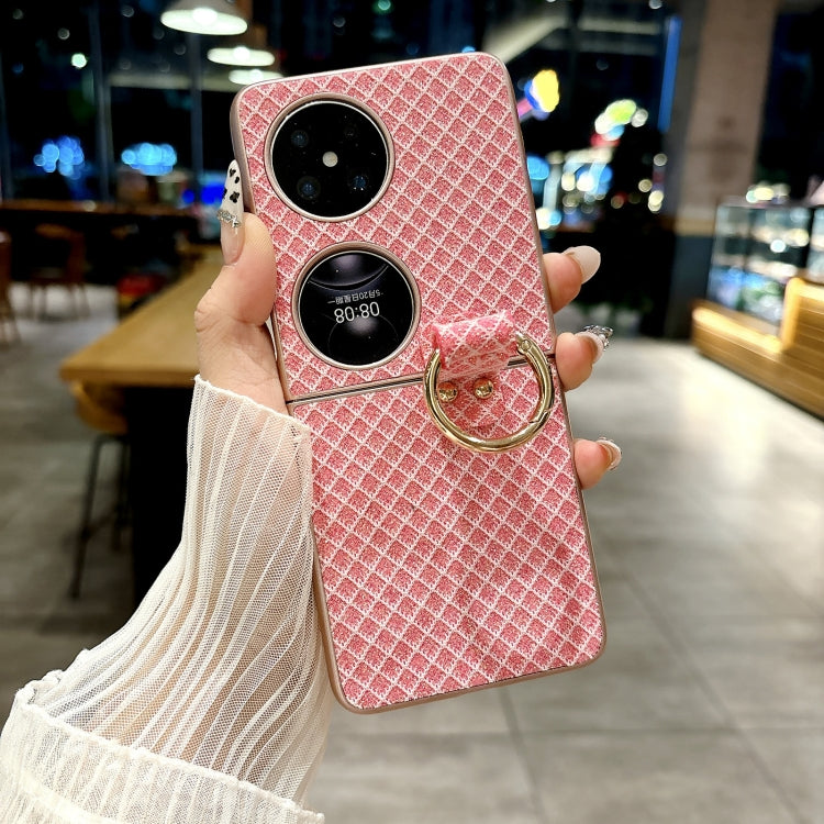 Funda para Teléfono Huawei Pocket 2 con Diseño de Rombos, Diamantes Brillantes y Anillo (Rosa)