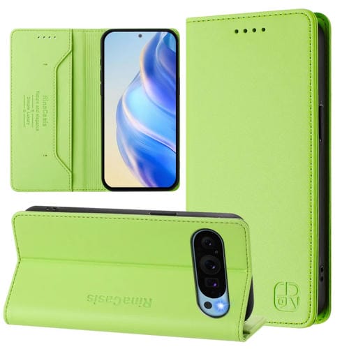 Funda de Cuero con Doble Pliegue y Succión Magnética Rfid para Google Pixel 9 Pro Xl Rc01 (Verde)