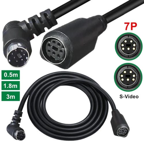 Cable de Audio/Video Mini Din 7 Pines 0,5 m Codo Macho a Hembra